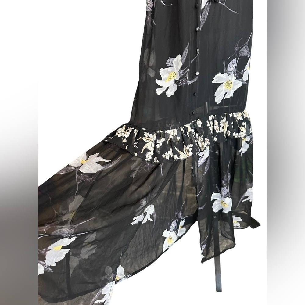 A. Calin flying tomato black floral ruffle lace up maxi dress - Picture 4 of 10